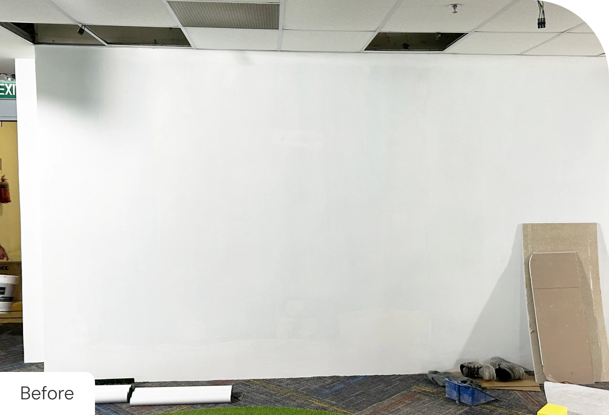 Office Wall Before Installing Botanical Wallpaper Concept